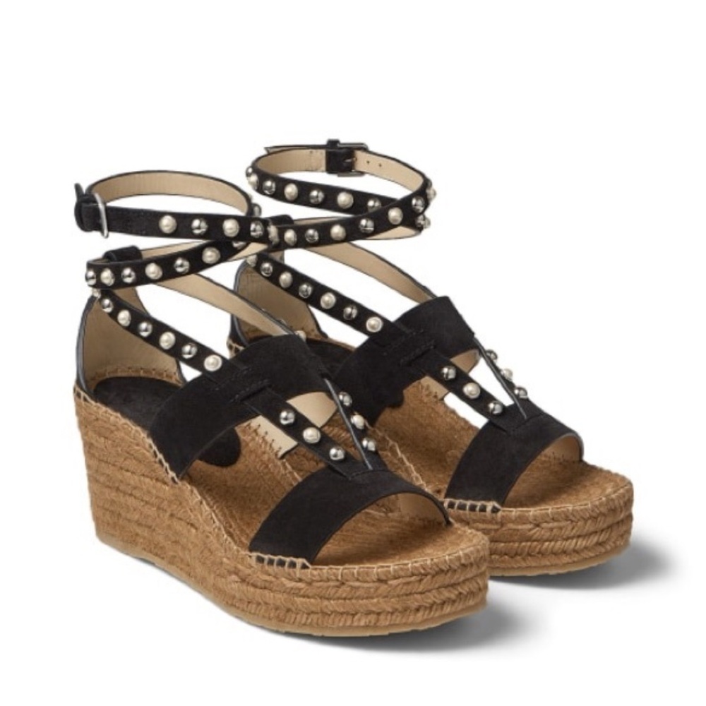 Jimmy Choo Wedge Sandals with Studded Straps